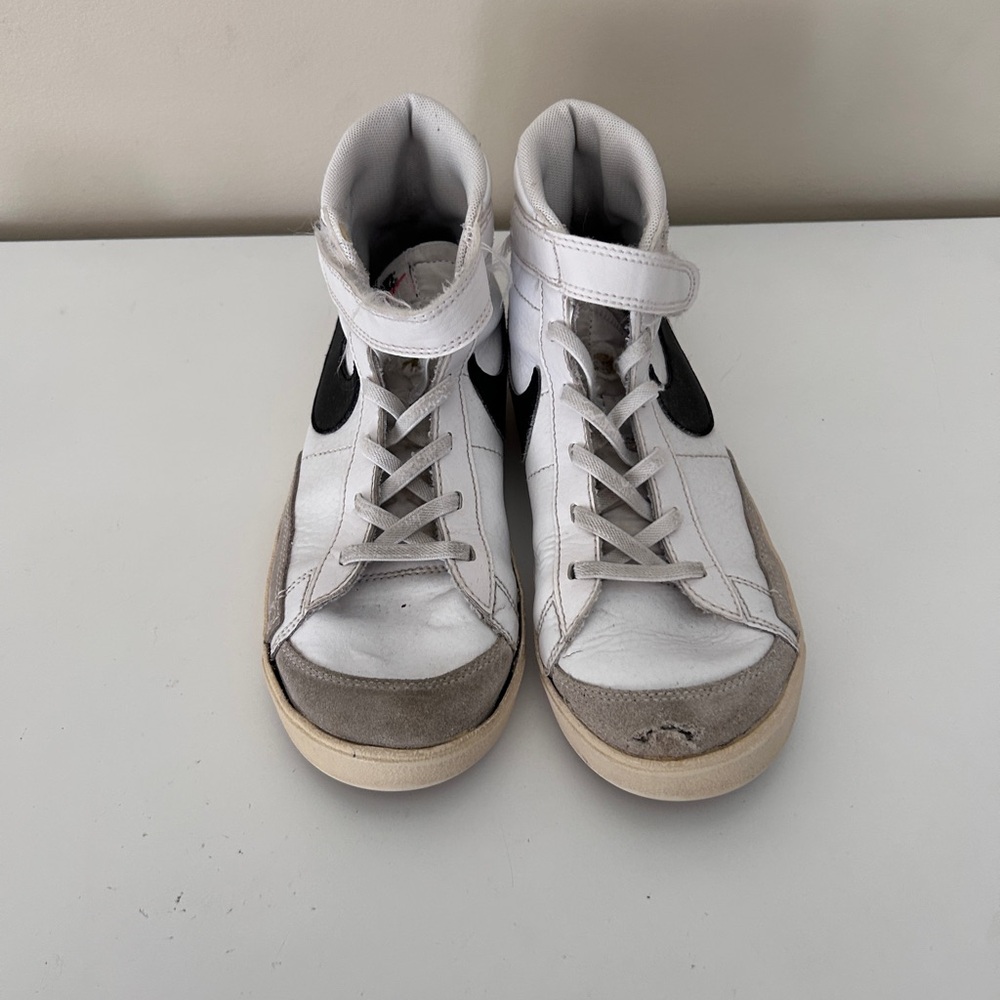Nike Kids White and Black High-Top Sneakers